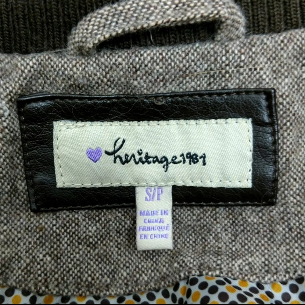 Heritage 1981 Brown retro bomber pilot jacket Front Zipper Womens Small - Picture 5 of 5